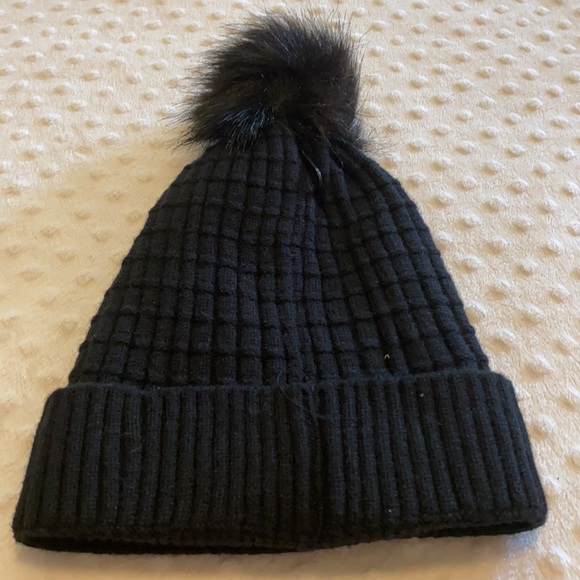 Pom Pom Beanie Hat with a Touch of Bling Black/OS - Picture 4 of 6